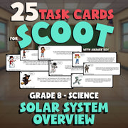 Solar System Overview SCOOT TASK CARDS Science Game - No Prep Grade 8 Review