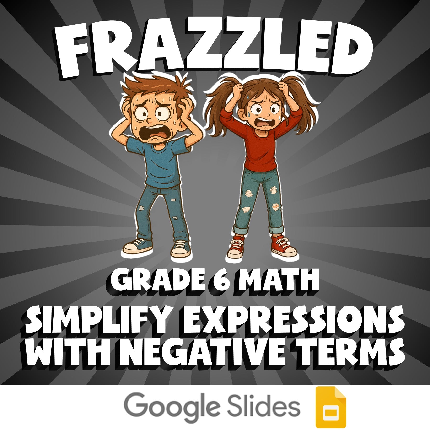 Simplify Expressions with Negative Terms FRAZZLED Math Game - No Prep Grade 6