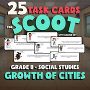 Growth of Cities SCOOT TASK CARDS Socials Game - No Prep Grade 8 Review Activity