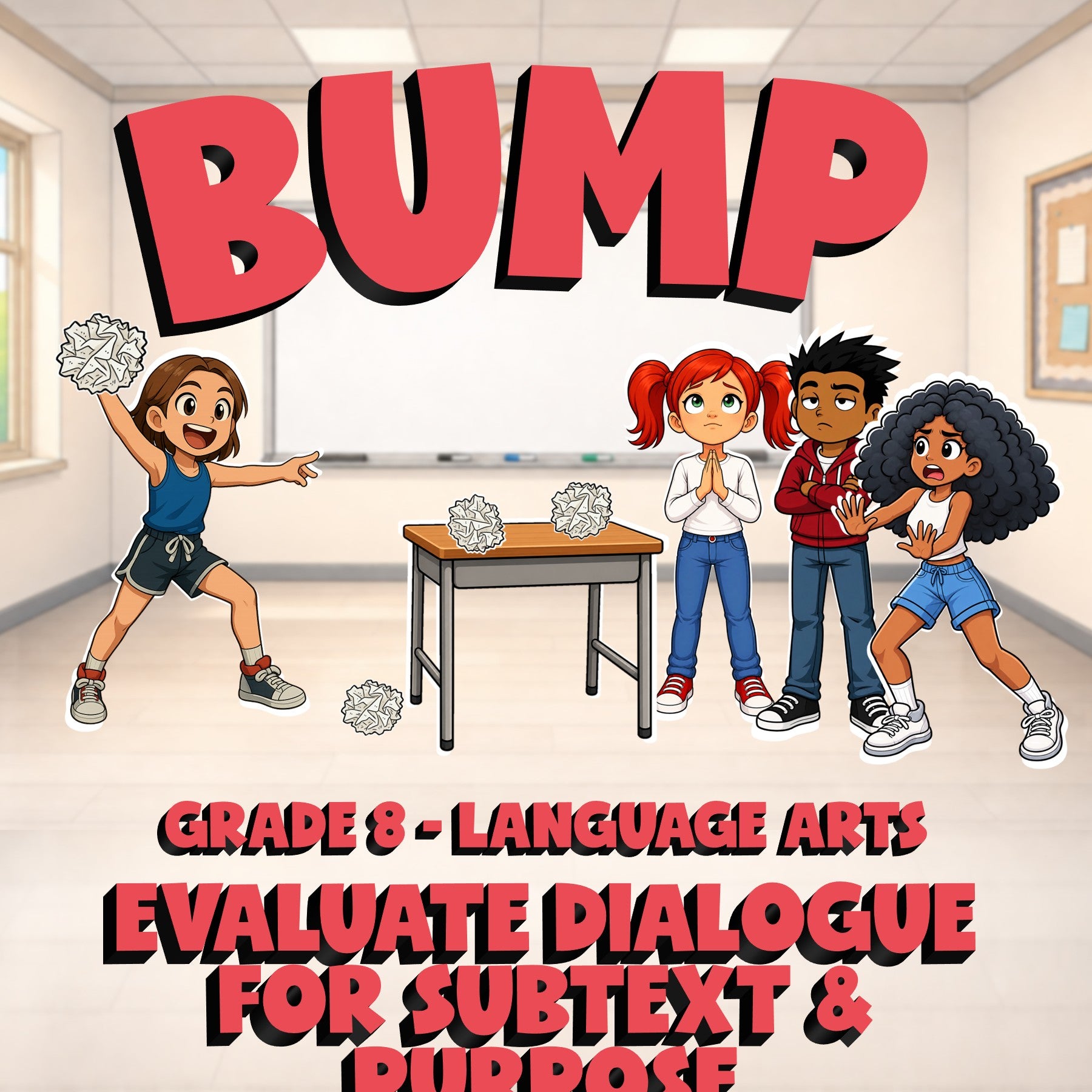 Evaluate Dialogue for Subtext & Purpose BUMP ELA Game - No Prep Grade 8 Review