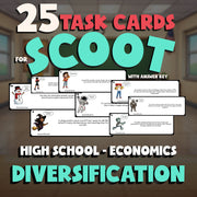 Diversification SCOOT TASK CARDS Economics Game - No Prep Review Activity