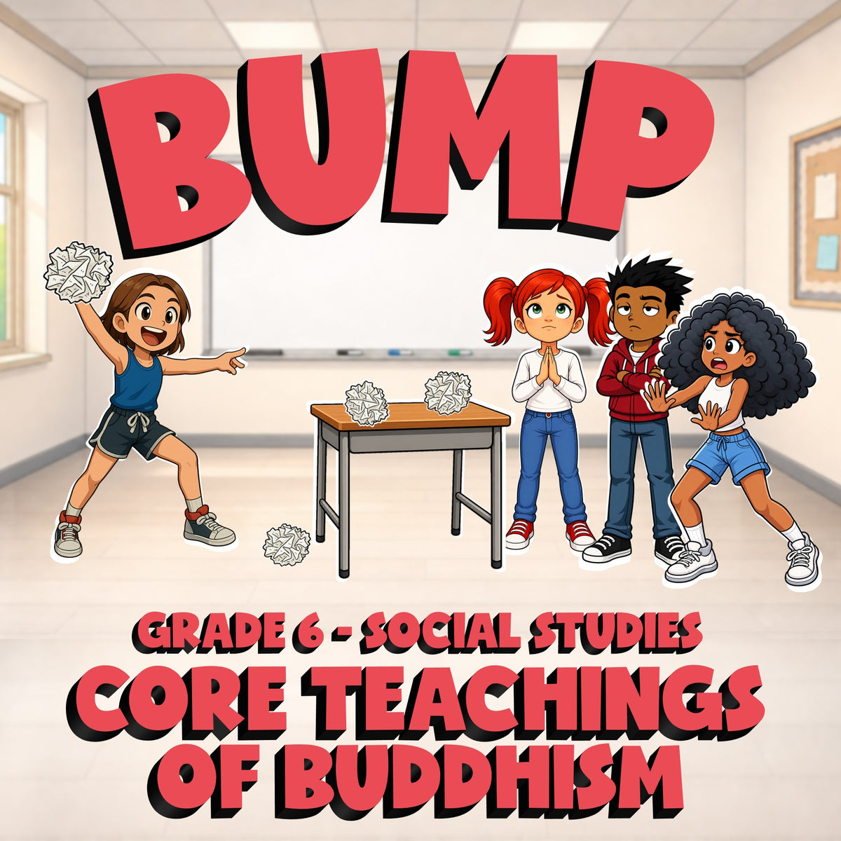 Core Teachings of Buddhism BUMP Socials Game - No Prep Grade 6 Review Activity