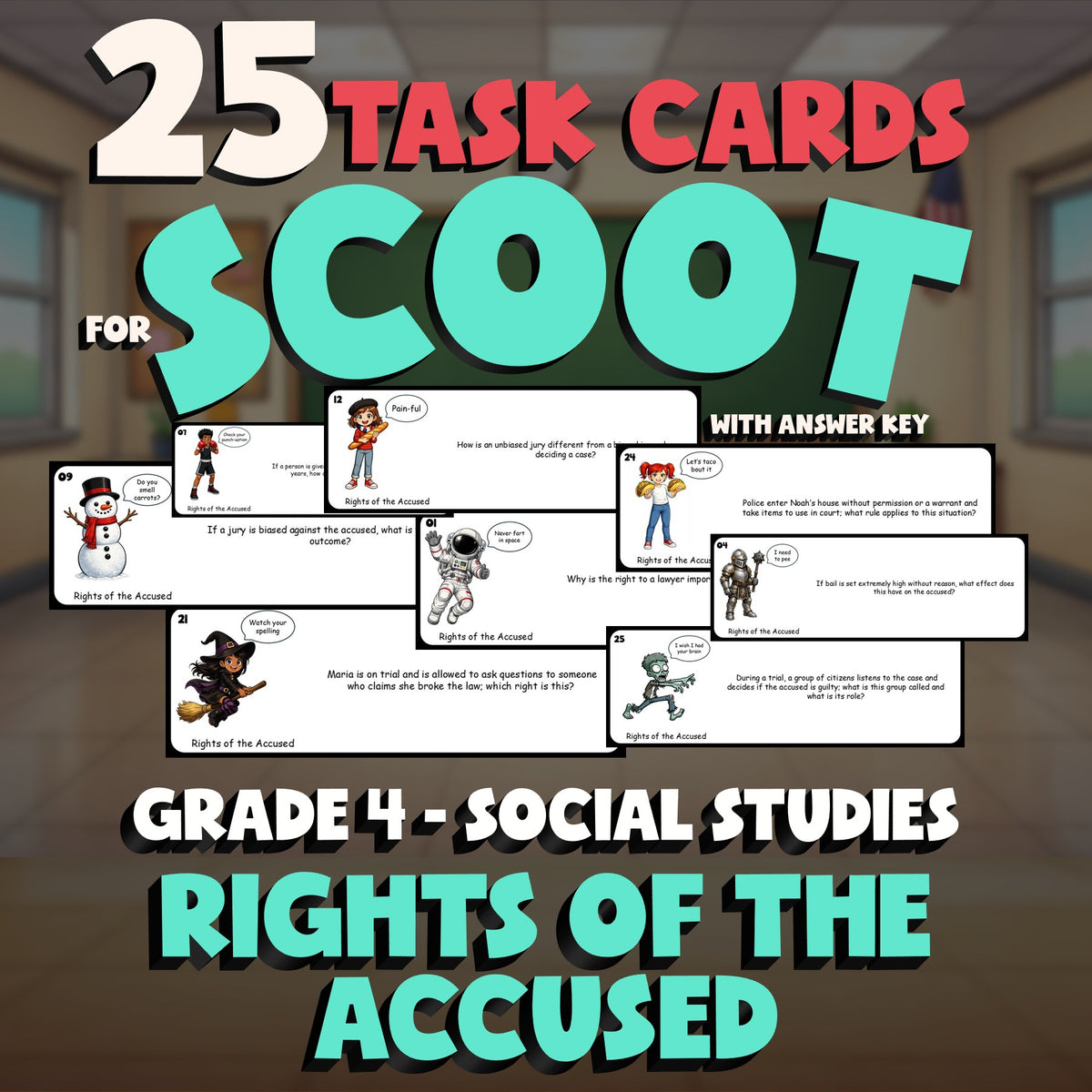 Rights of the Accused SCOOT TASK CARDS Socials Game - No Prep Grade 4 Review