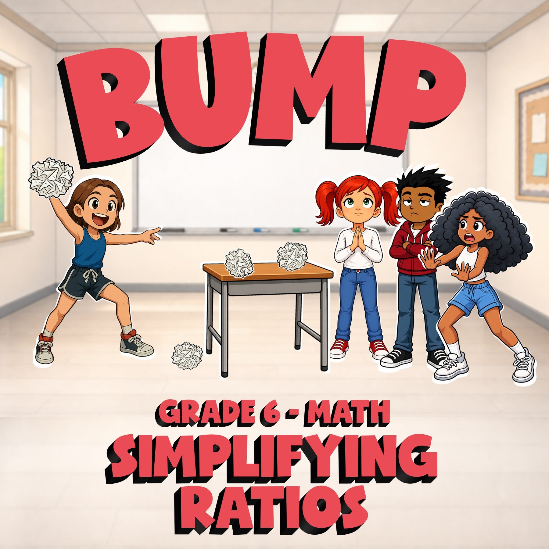 Simplifying Ratios BUMP Math Game - No Prep Grade 6 Review Activity
