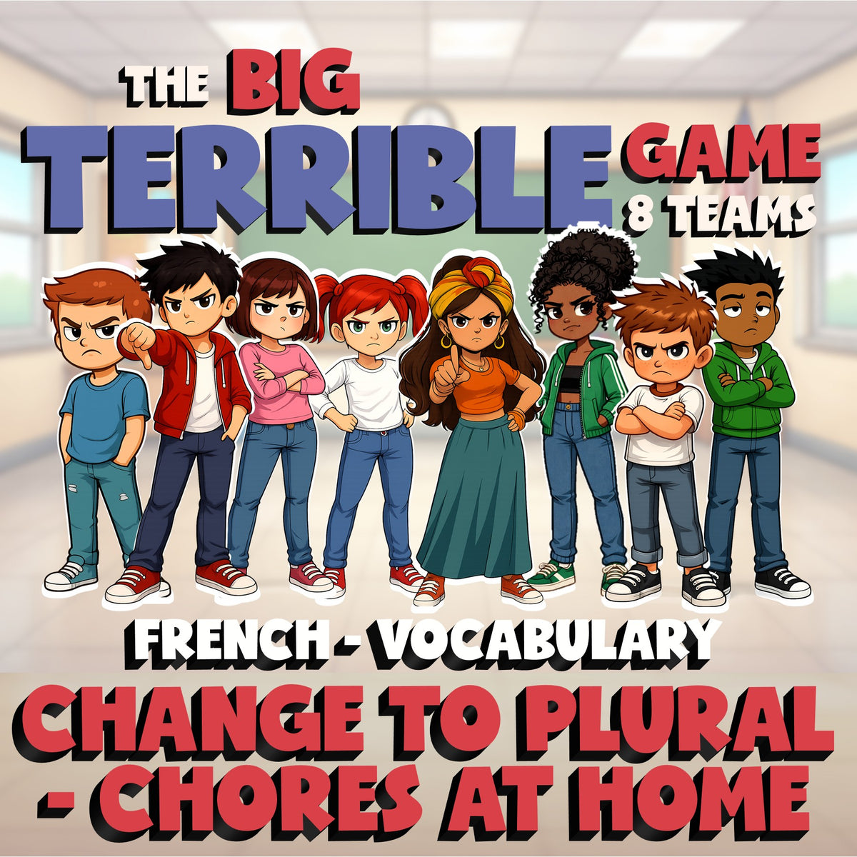 Change to Plural - Chores at Home BIG TERRIBLE GAME - No Prep French Exercise