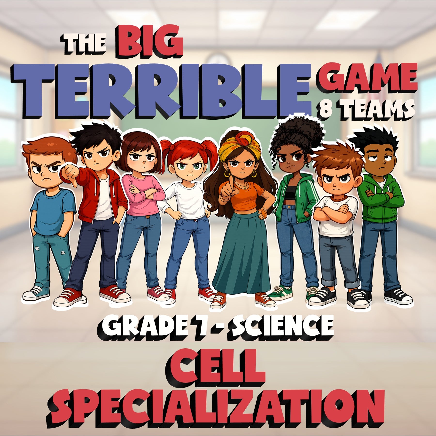 Cell Specialization BIG TERRIBLE GAME - No Prep Grade 7 Science Review Activity