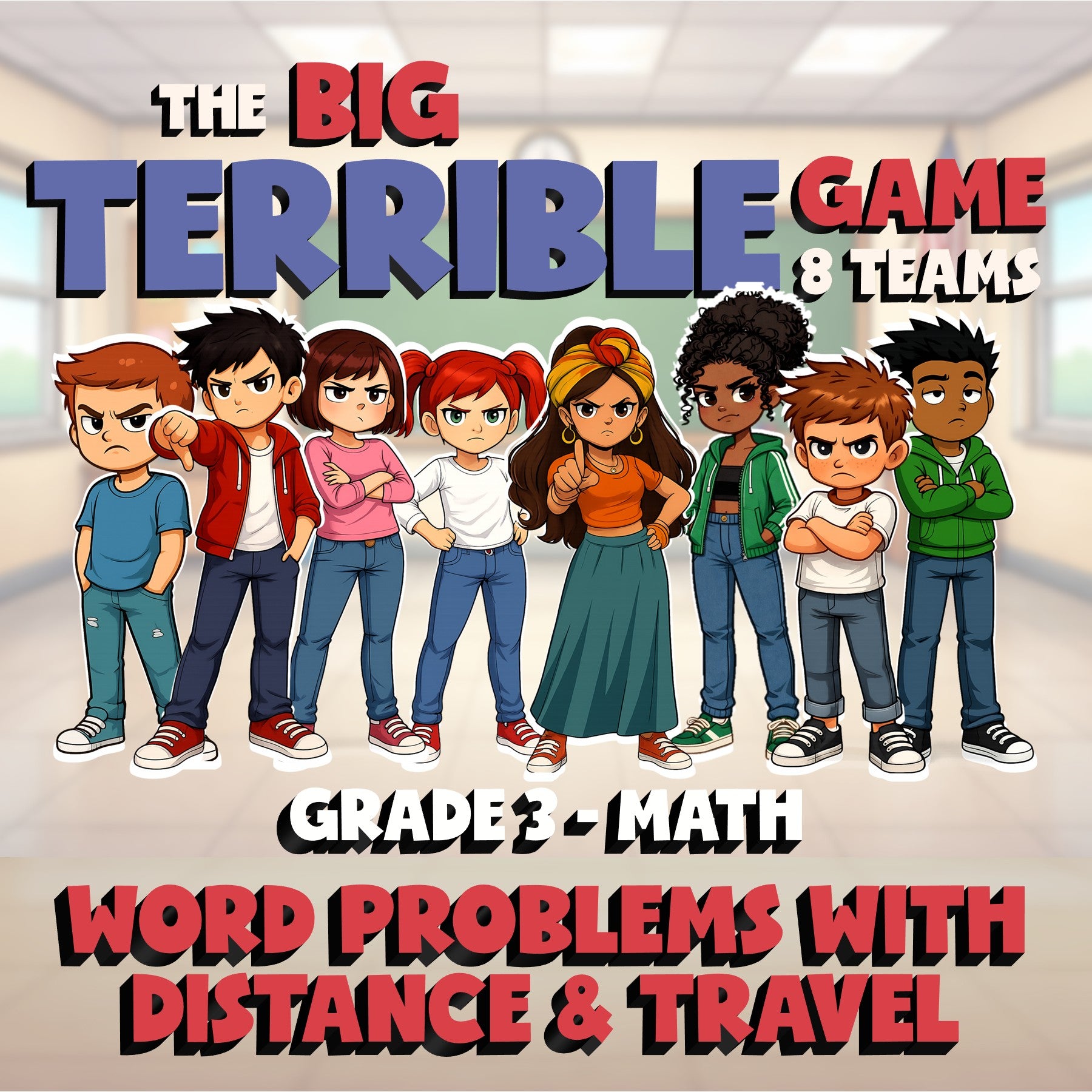 Word Problems with Distance & Travel BIG TERRIBLE GAME - Grade 3 Math Review