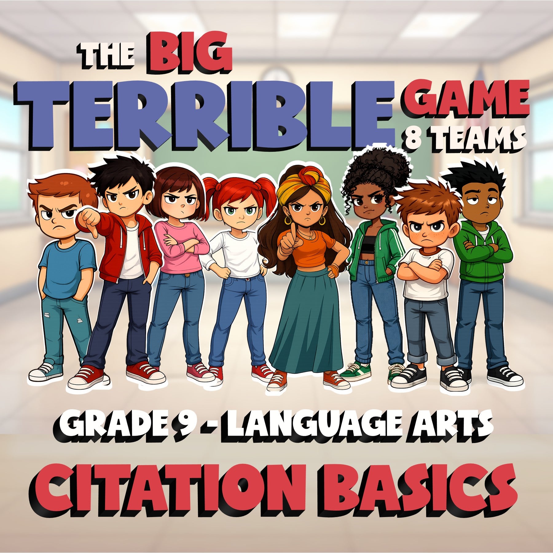 Citation Basics BIG TERRIBLE GAME - No Prep Grade 9 ELA Review Activity