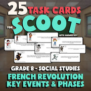 French Revolution Key Events & Phases SCOOT TASK CARDS Socials Game - Grade 8