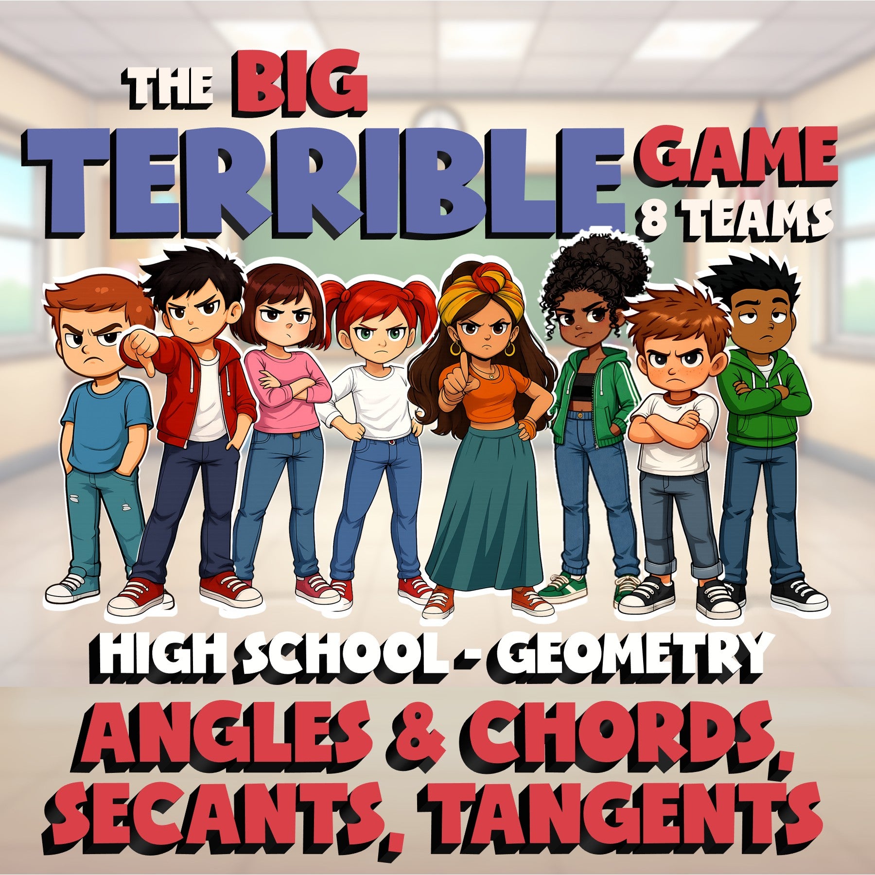 Angles & Chords, Secants, Tangents BIG TERRIBLE GAME - Geometry Math Review