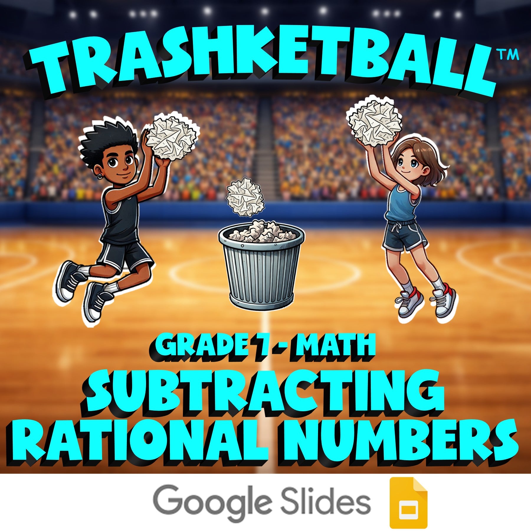 Subtracting Rational Numbers TRASHKETBALL Math Game - No Prep Grade 7 Review