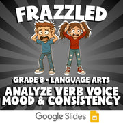 Analyze Verb Voice Mood & Consistency FRAZZLED ELA Game - No Prep Grade 8 Review