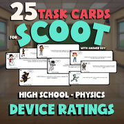 Device Ratings SCOOT TASK CARDS Science Game - No Prep Physics Review Activity
