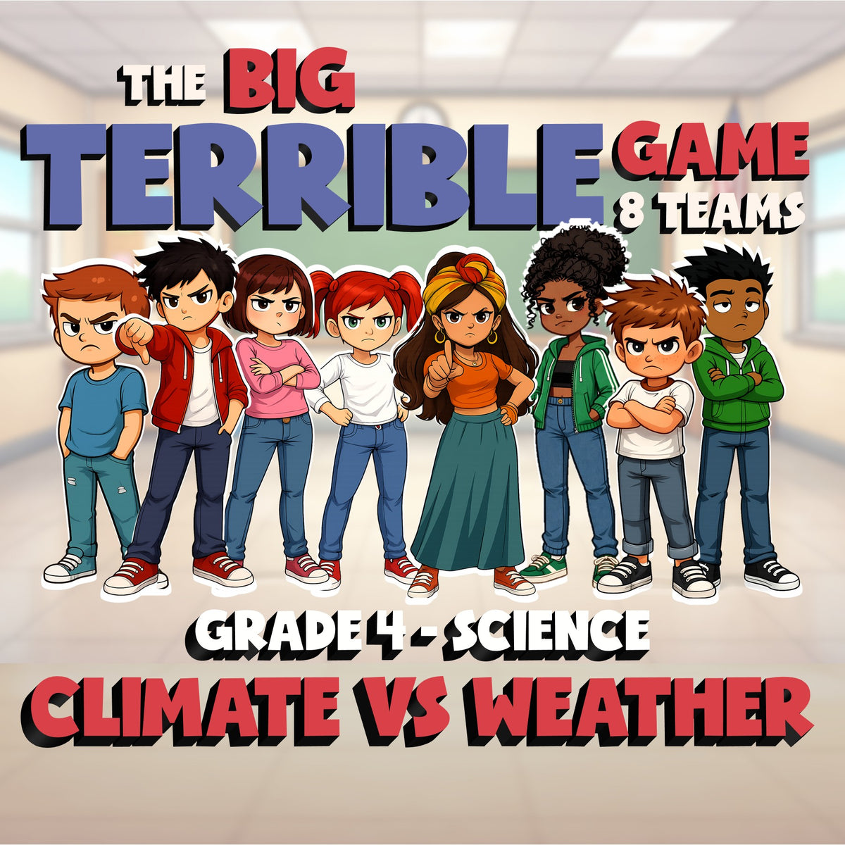 Climate vs Weather BIG TERRIBLE GAME - No Prep Grade 4 Science Review Activity
