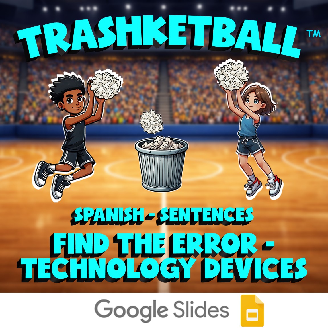 Find the Error - Technology Devices TRASHKETBALL Spanish Game - No Prep Exercise