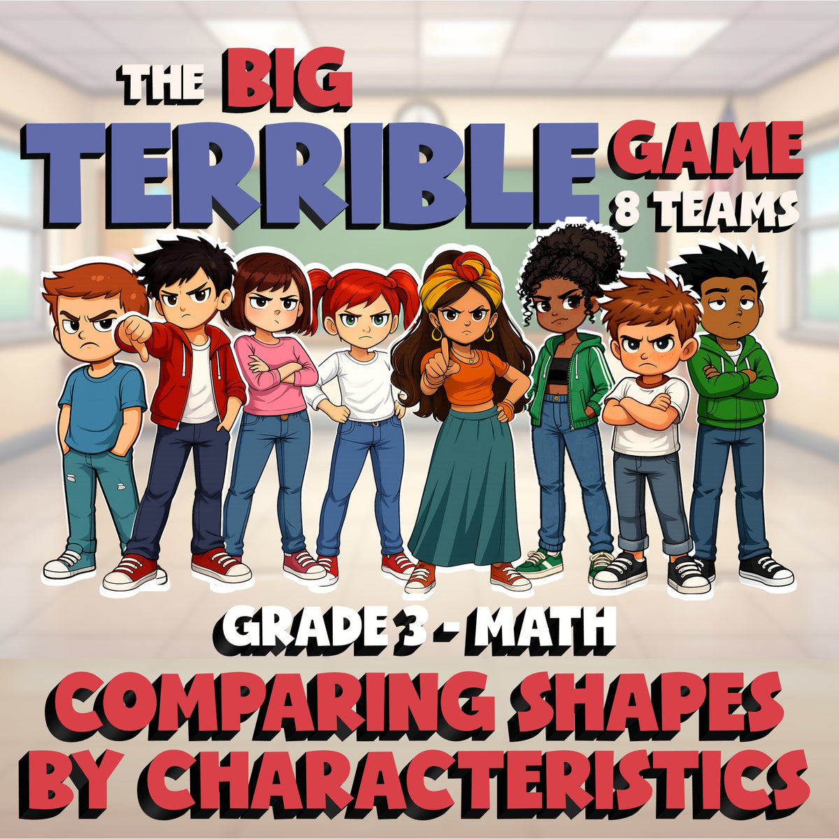 Comparing Shapes by Characteristics BIG TERRIBLE GAME - Grade 3 Math Review