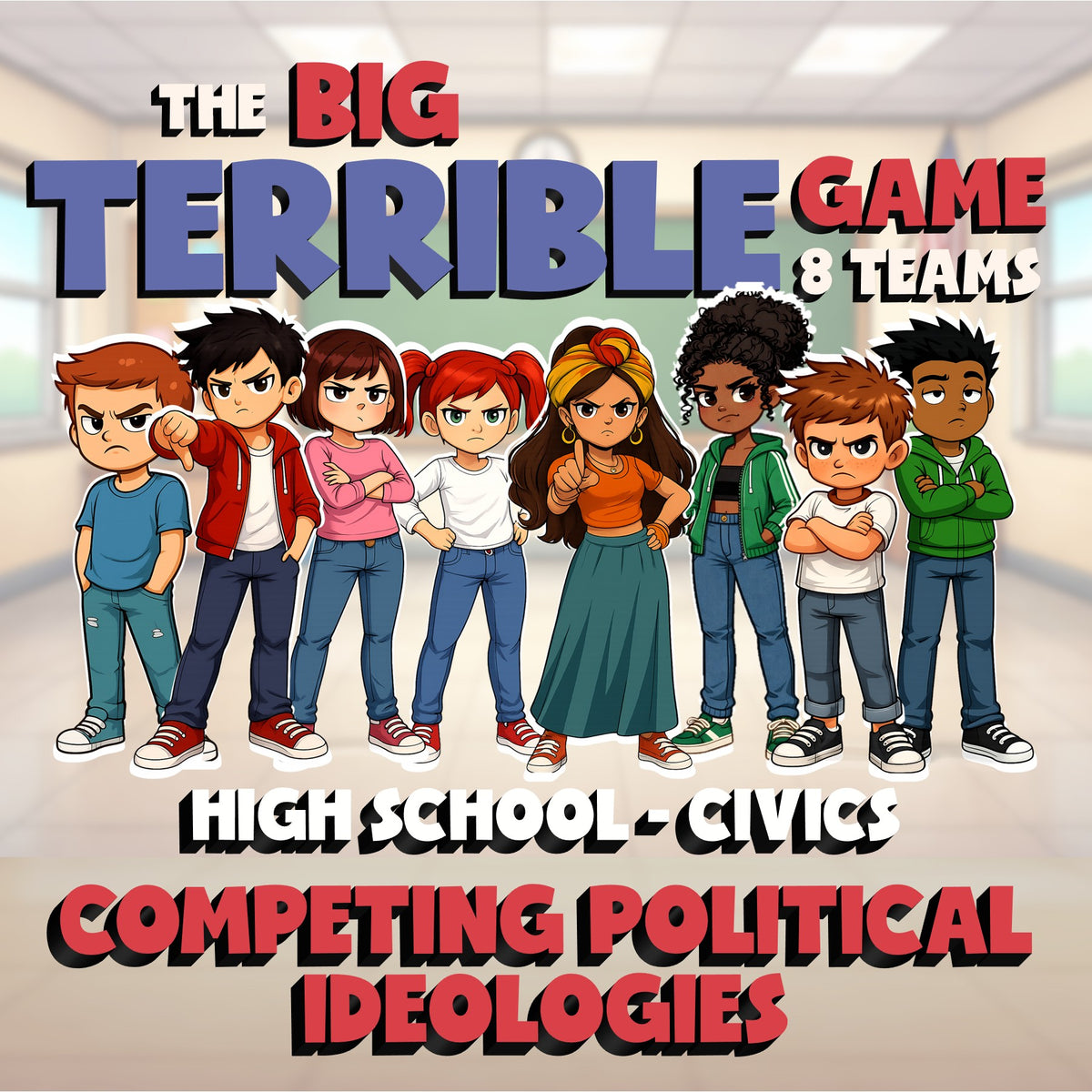 Competing Political Ideologies BIG TERRIBLE GAME - No Prep Civics Review