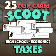 Taxes SCOOT TASK CARDS Economics Game - No Prep Review Activity