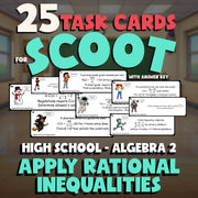 Apply Rational Inequalities SCOOT TASK CARDS Math Game - No Prep Algebra 2