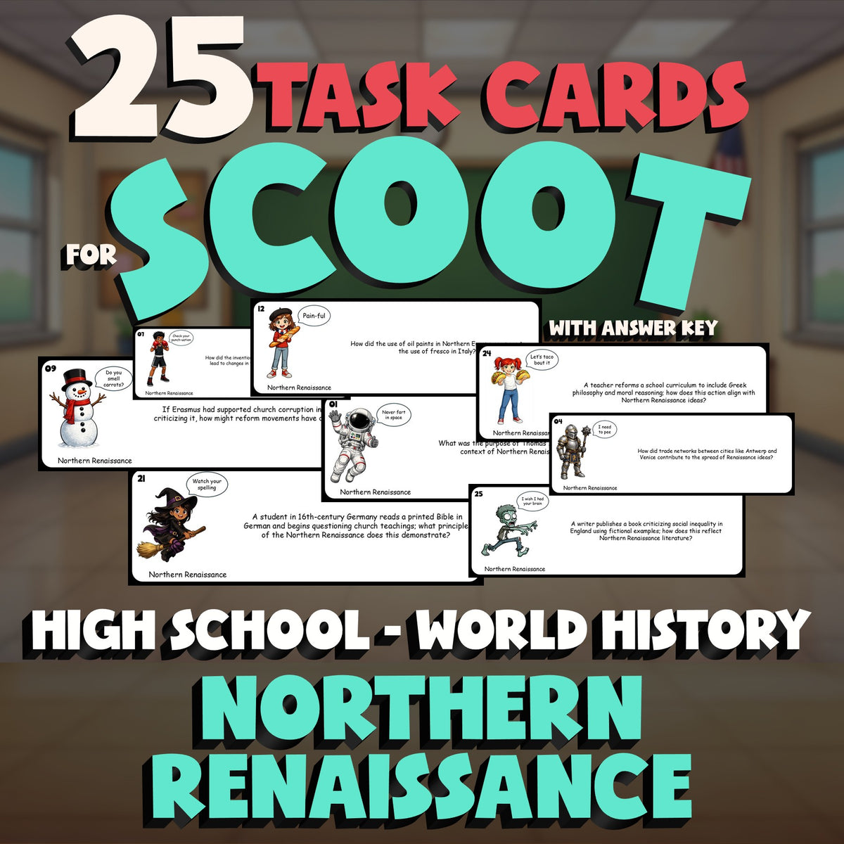 Northern Renaissance SCOOT TASK CARDS Game - No Prep World History Review