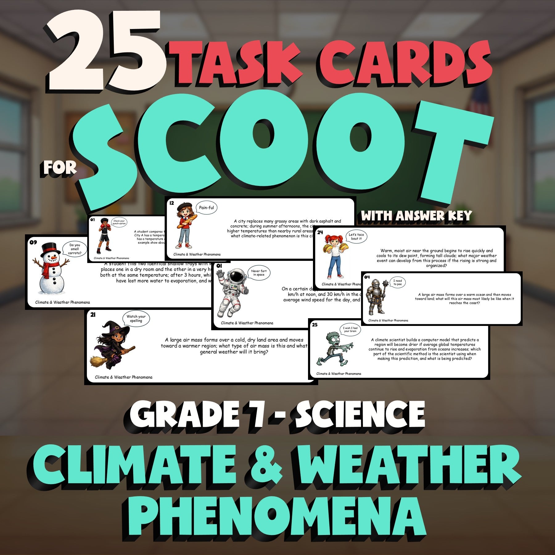 Climate & Weather Phenomena SCOOT TASK CARDS Science Game - No Prep Grade 7