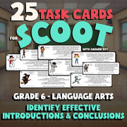 Identify Effective Introductions & Conclusions SCOOT TASK CARDS ELA Game Grade 6