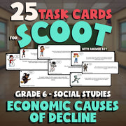 Economic Causes of Decline SCOOT TASK CARDS Socials Game - No Prep Grade 6