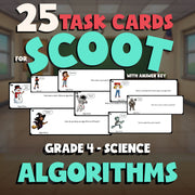 Algorithms SCOOT TASK CARDS Science Game - No Prep Grade 4 Review Activity