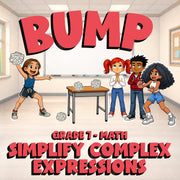 Simplify Complex Expressions BUMP Math Game - No Prep Grade 7 Review Activity