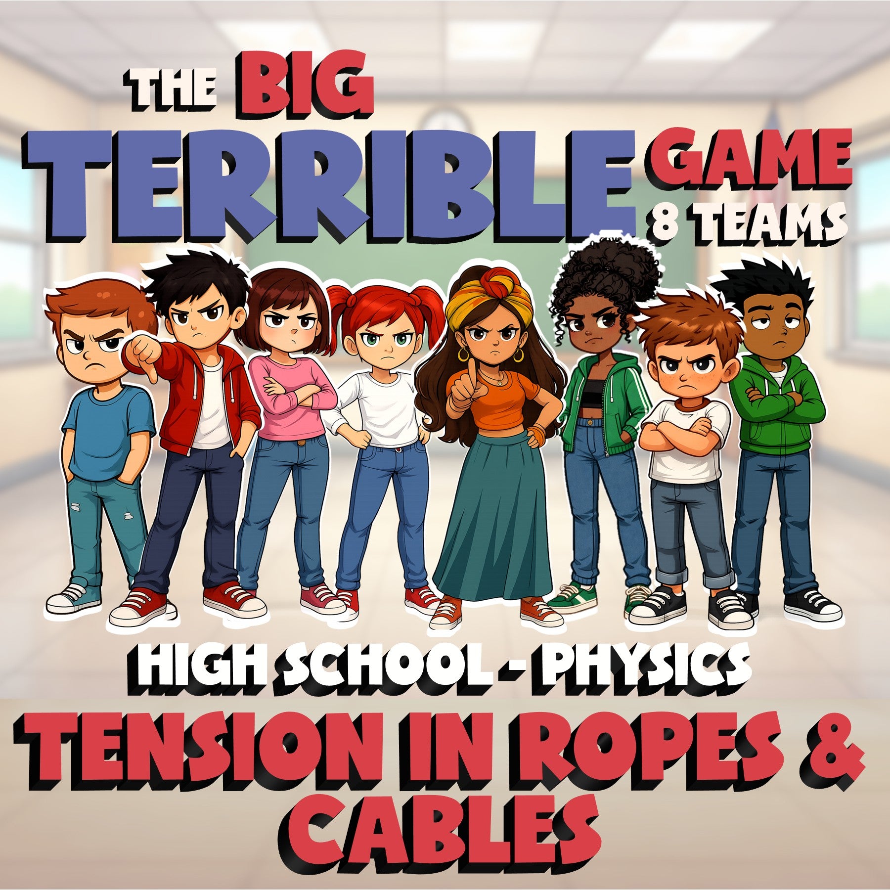 Tension in Ropes & Cables BIG TERRIBLE GAME - No Prep Physics Science Review