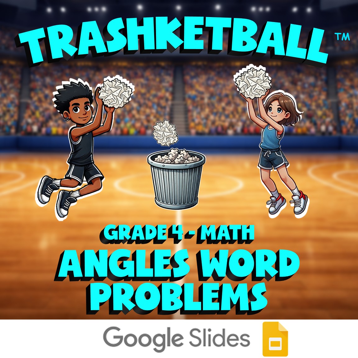 Angles Word Problems TRASHKETBALL Math Game - No Prep Grade 4 Review Activity