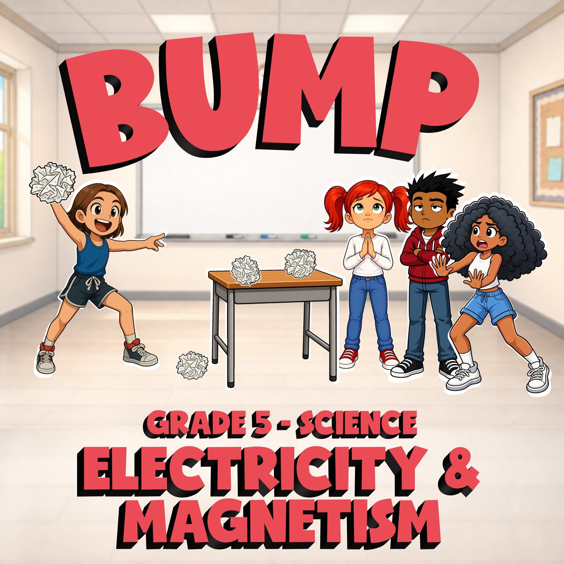 Electricity & Magnetism BUMP Science Game - No Prep Grade 5 Review Activity