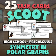 Symmetry in Polar Graphs SCOOT TASK CARDS Math Game - No Prep PreCalculus Review