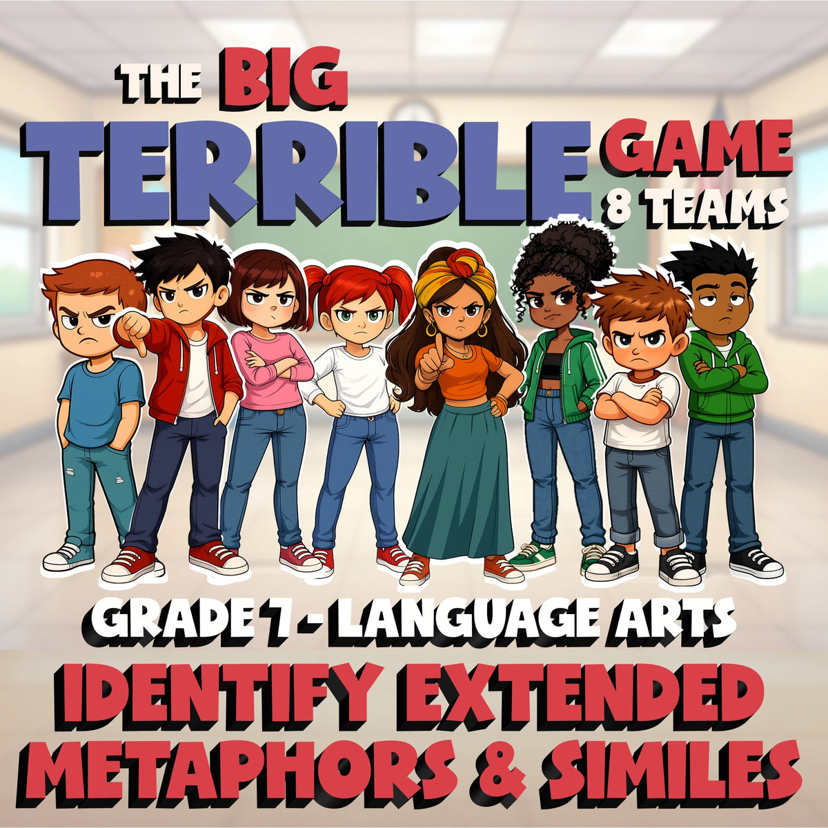 Identify Extended Metaphors & Similes BIG TERRIBLE GAME - Grade 7 ELA Review