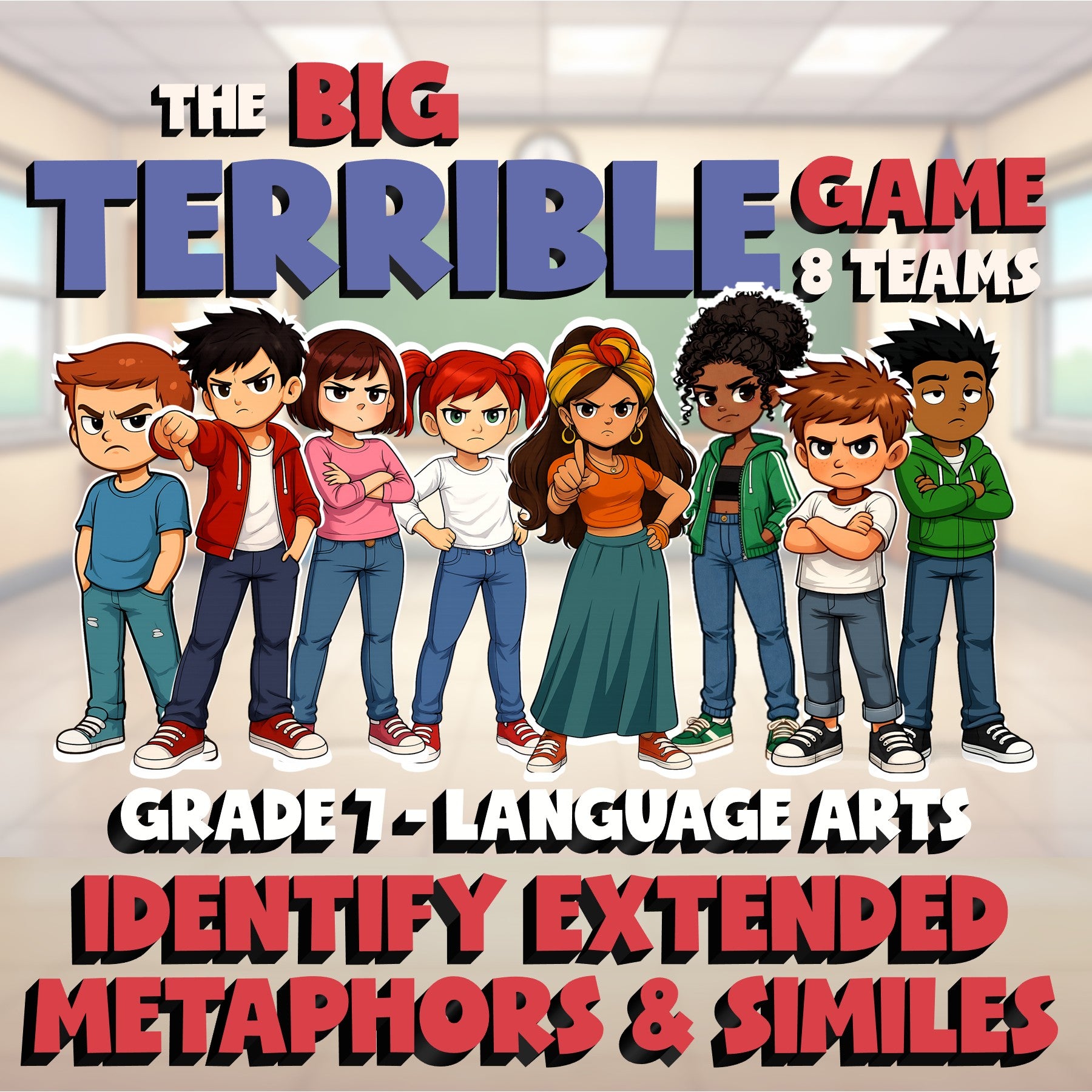 Identify Extended Metaphors & Similes BIG TERRIBLE GAME - Grade 7 ELA Review