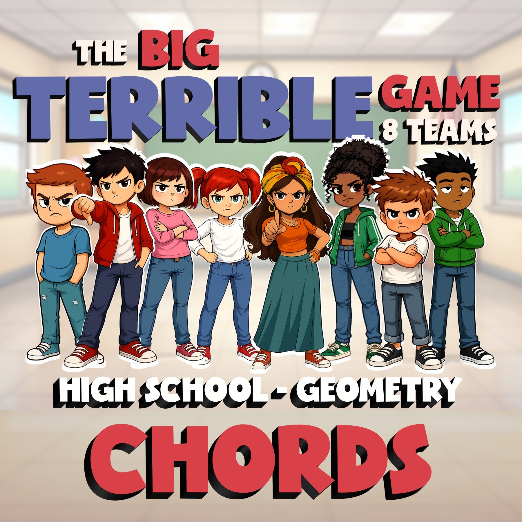 Chords BIG TERRIBLE GAME - No Prep Geometry Math Review Activity