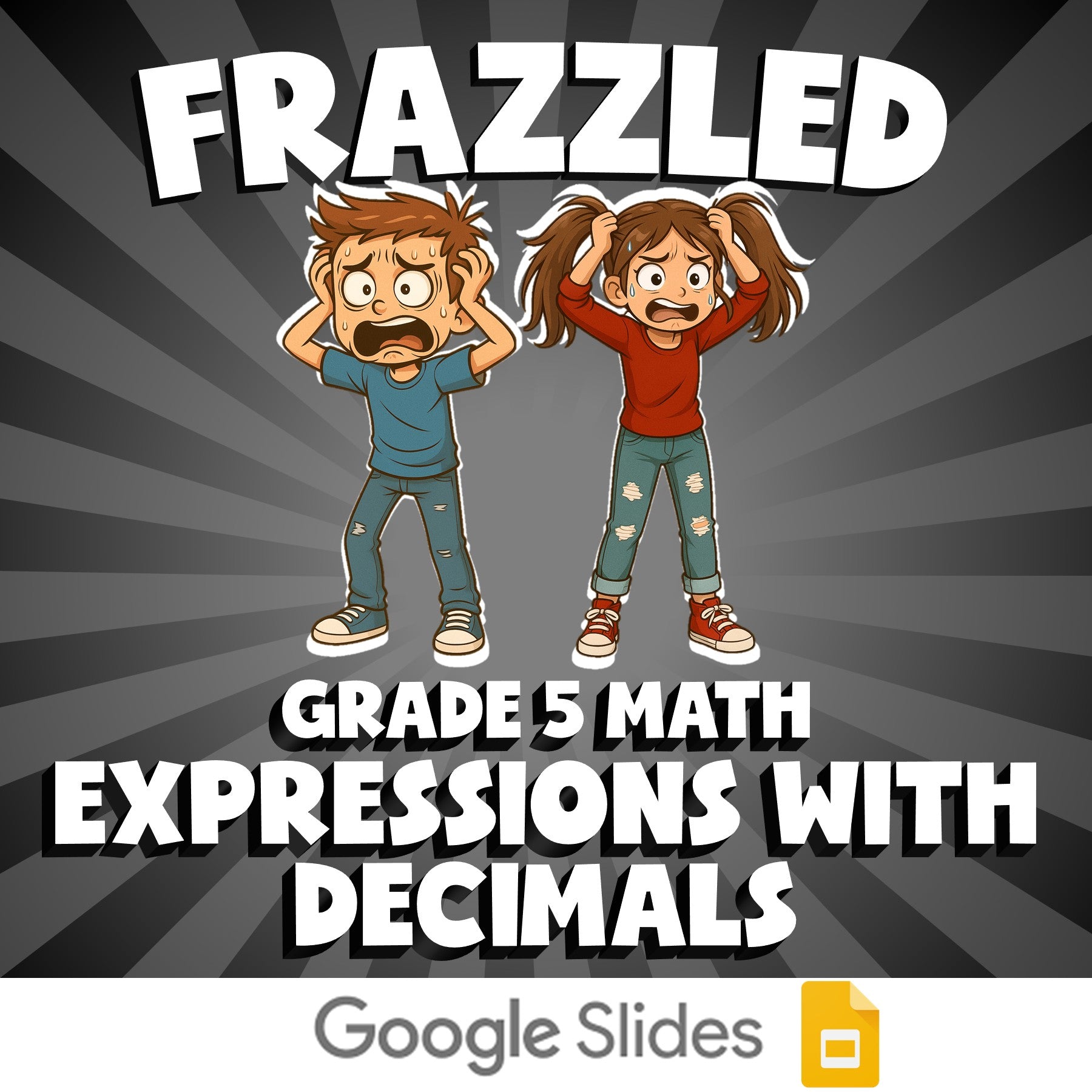 Expressions with Decimals FRAZZLED Math Game - No Prep Grade 5 Review Activity