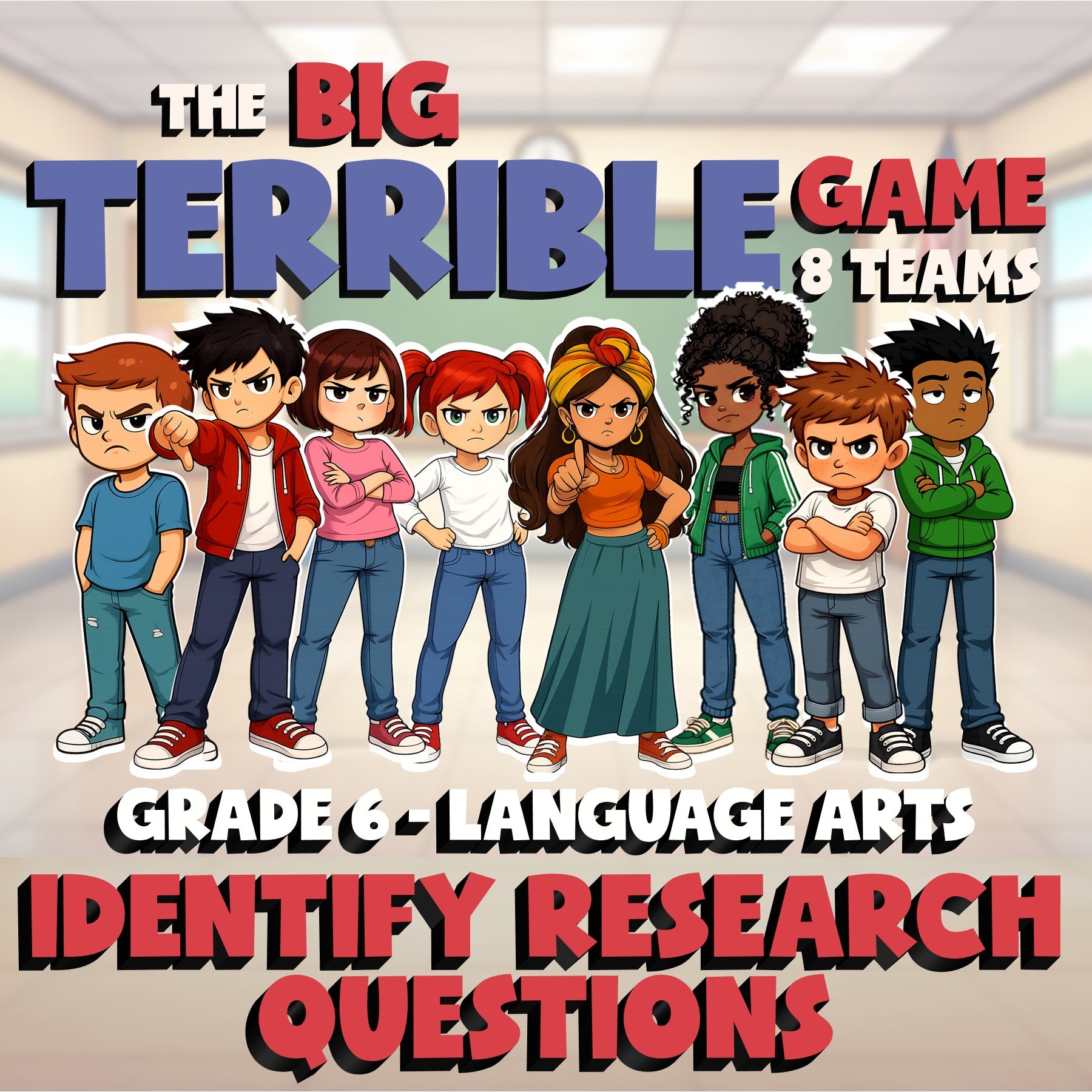 Identify Research Questions BIG TERRIBLE GAME - No Prep Grade 6 ELA Review