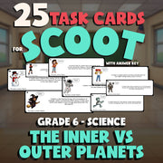 The Inner vs Outer Planets SCOOT TASK CARDS Science Game - No Prep Grade 6