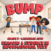 Reasons & Evidence in Informational Text BUMP ELA Game - No Prep Grade 5 Review