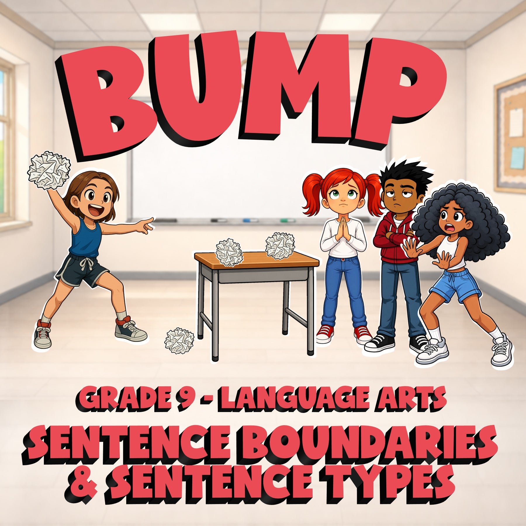 Sentence Boundaries & Sentence Types BUMP ELA Game - No Prep Grade 9 Review