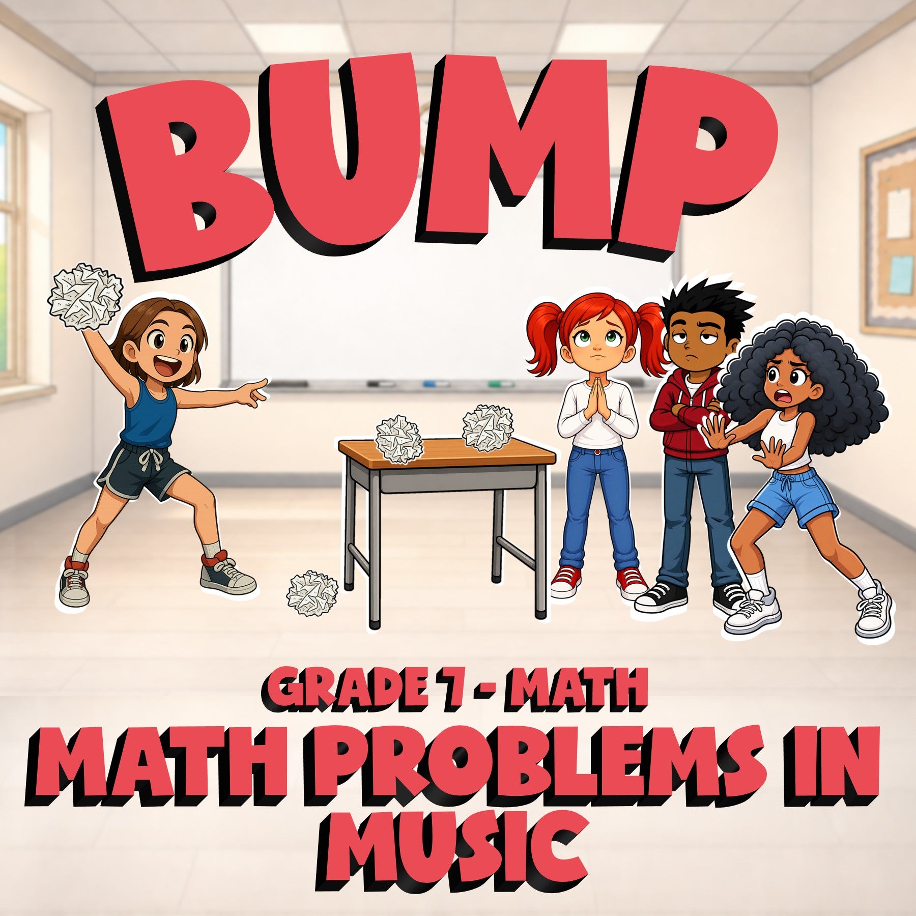 Math Problems in Music BUMP Math Game - No Prep Grade 7 Review Activity