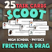 Friction & Drag SCOOT TASK CARDS Science Game - No Prep Physics Review Activity