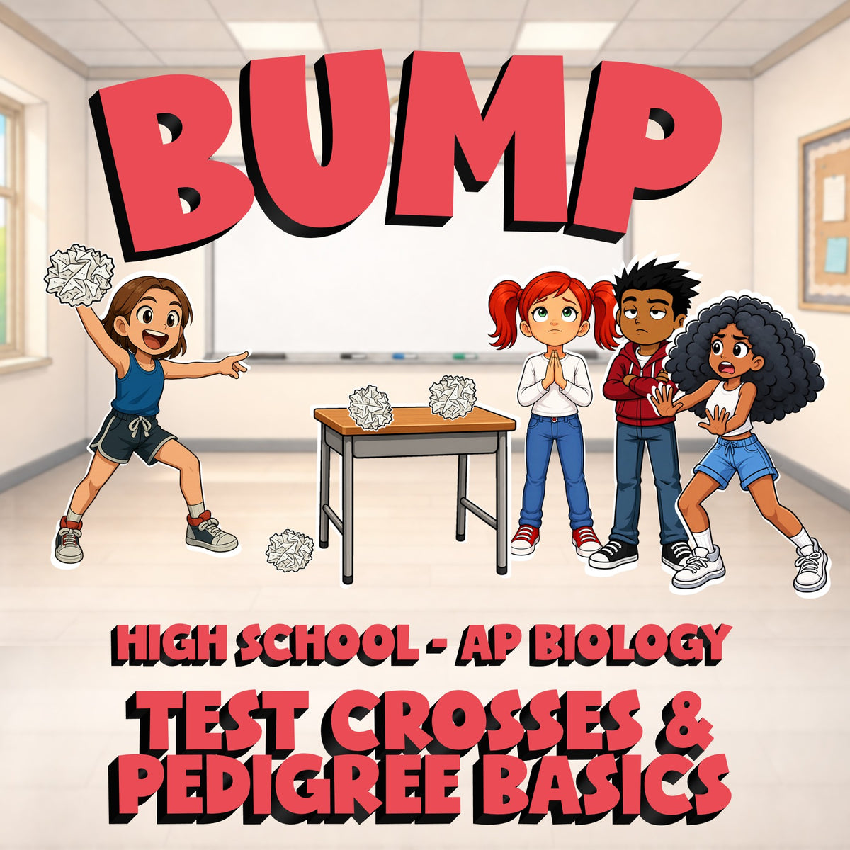 Test Crosses & Pedigree Basics BUMP Science Game - No Prep AP Biology Review