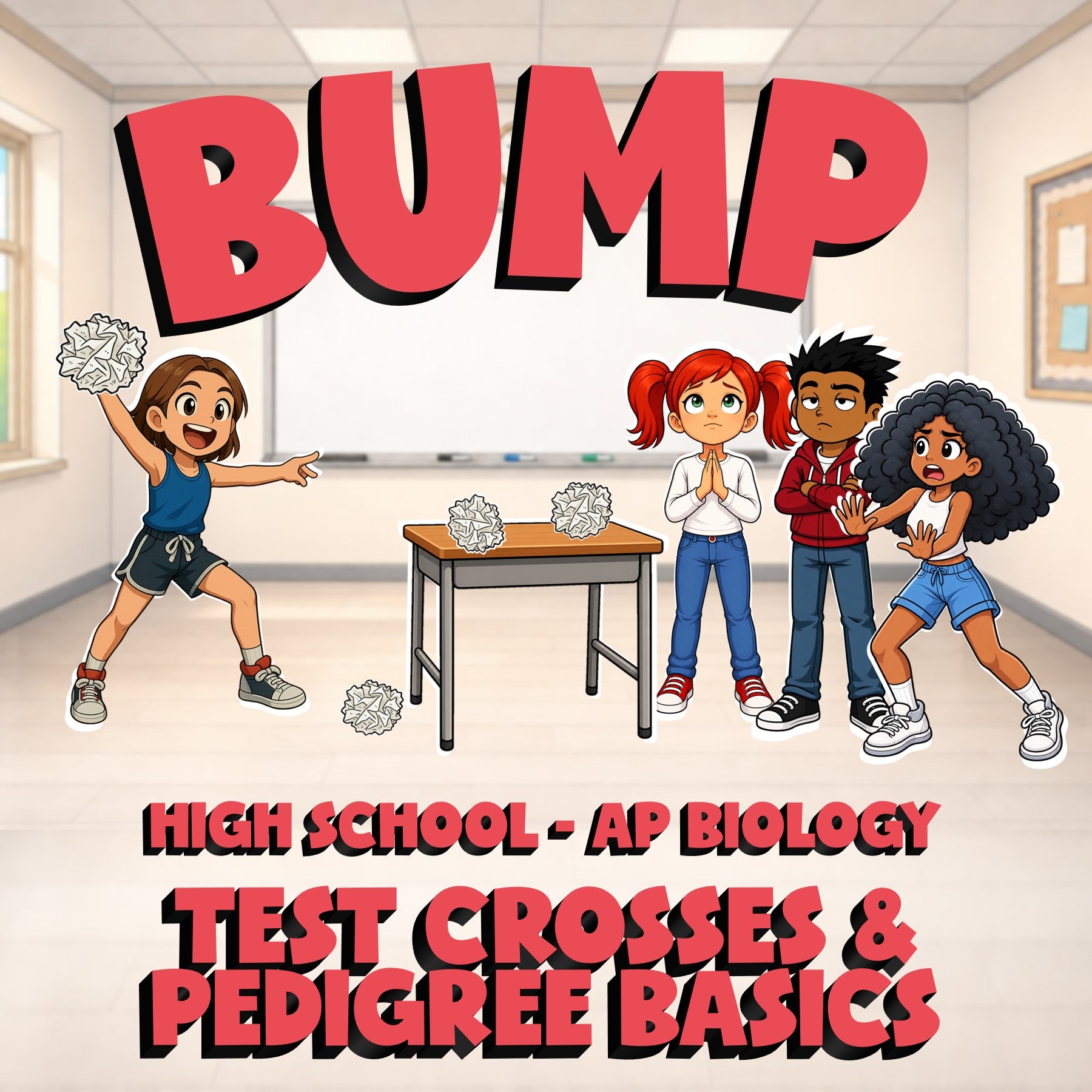 Test Crosses & Pedigree Basics BUMP Science Game - No Prep AP Biology Review