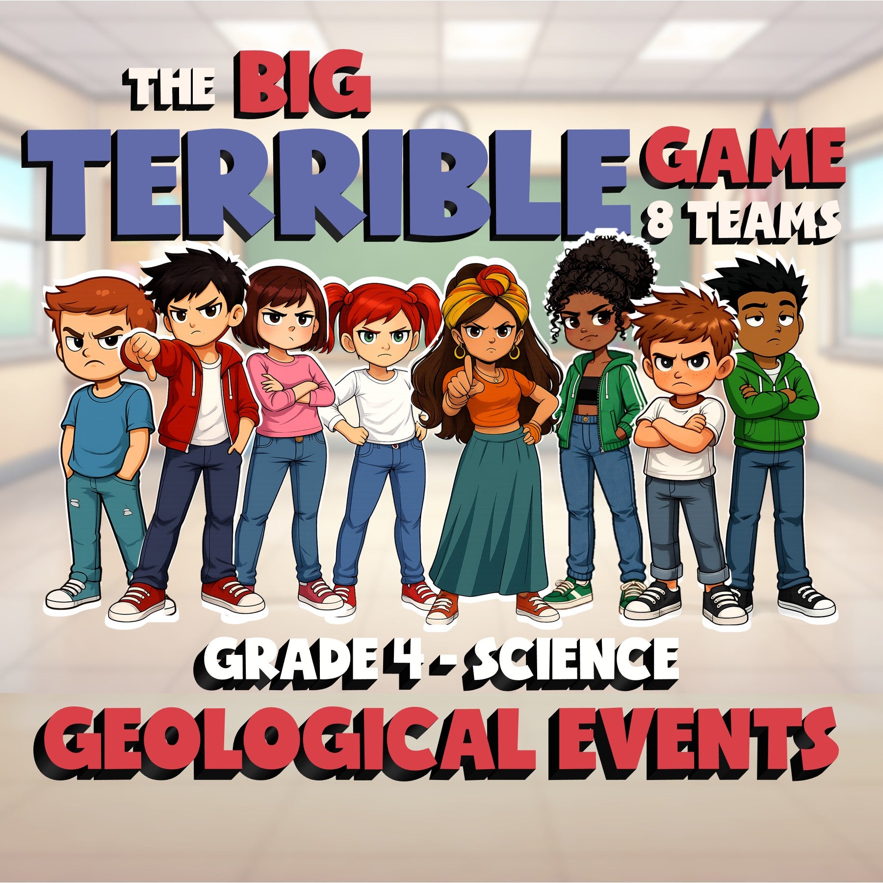 Geological Events BIG TERRIBLE GAME - No Prep Grade 4 Science Review Activity