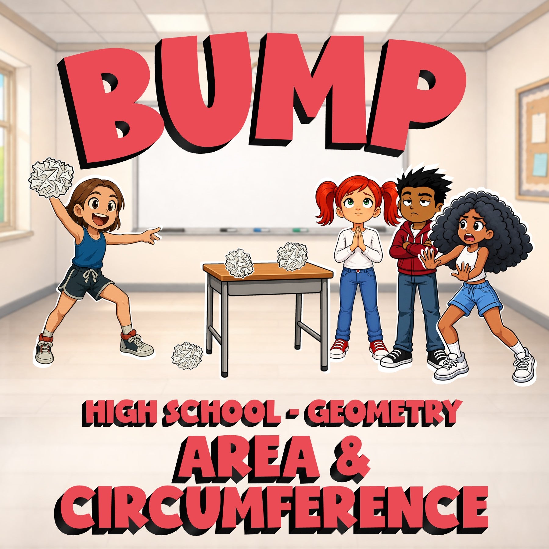 Area & Circumference BUMP Math Game - No Prep Geometry Review Activity