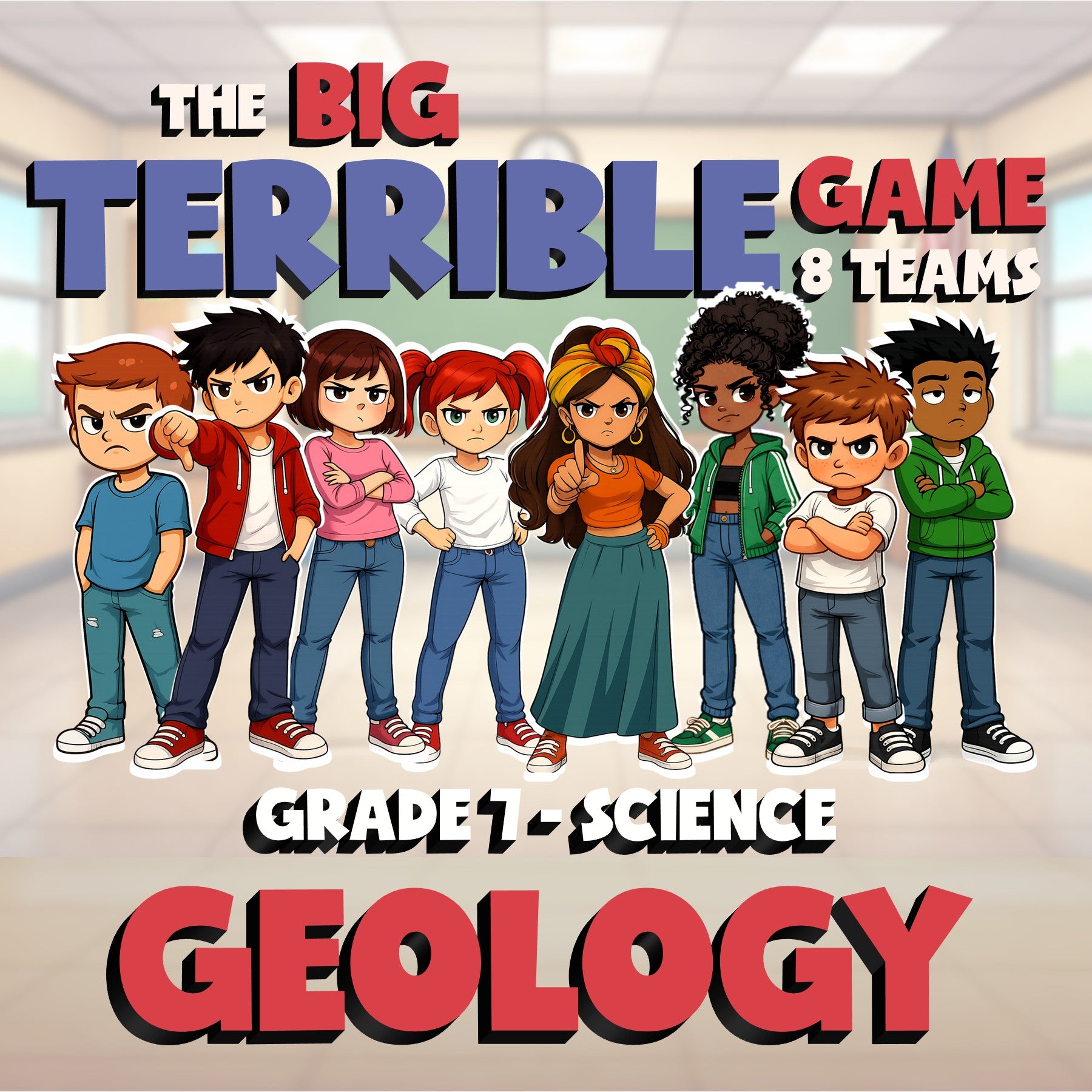Geology BIG TERRIBLE GAME - No Prep Grade 7 Science Review Activity