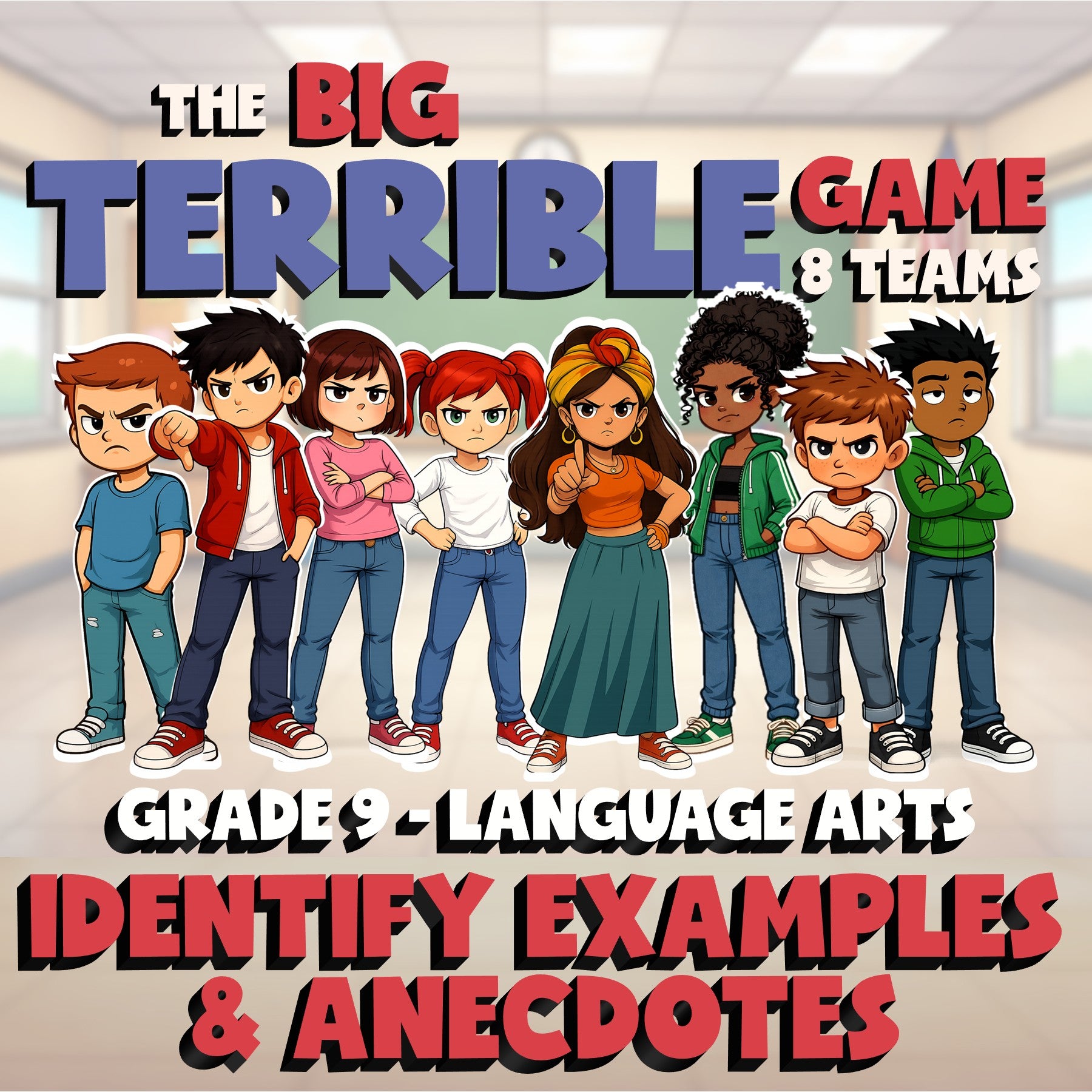 Identify Examples & Anecdotes BIG TERRIBLE GAME - No Prep Grade 9 ELA Review