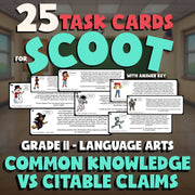 Common Knowledge vs Citable Claims SCOOT TASK CARDS ELA Game - No Prep Grade 11